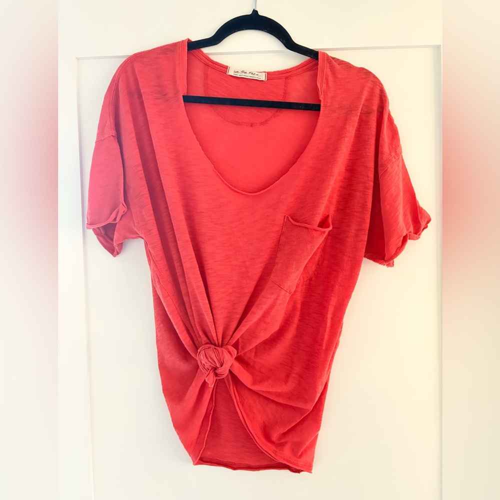 🪸 Free People We The Free dark coral raw hem beach tee